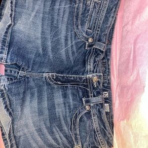 Miss Me shorts, Blue Blinged cross on pockets